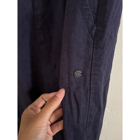 Roxy Pants Women's XL On The Seashore Cargo Navy Linen Blend Relaxed Fit - Picture 5 of 9